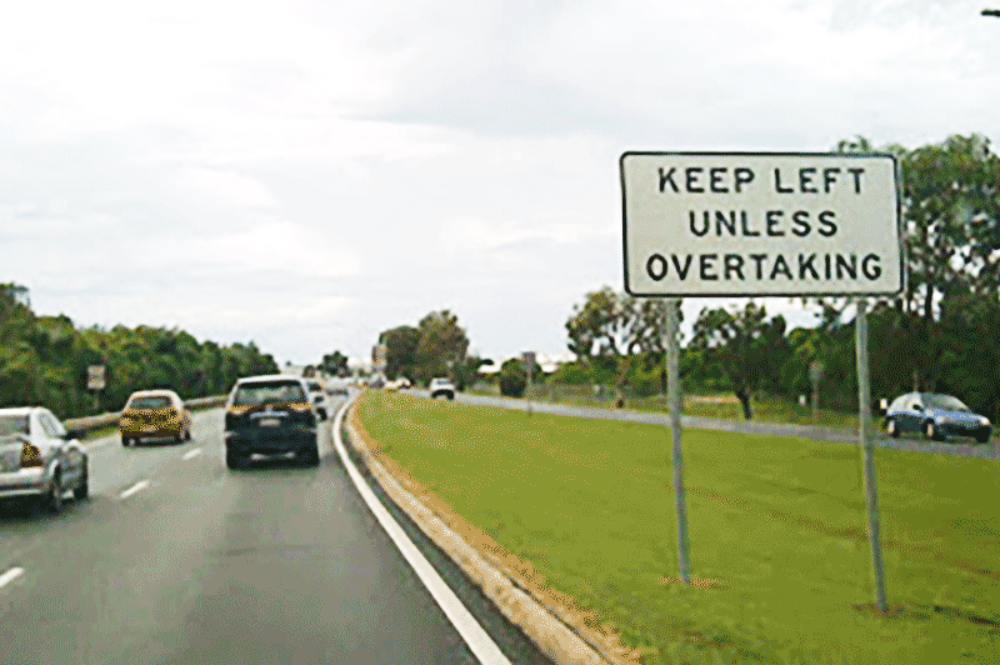 Australian drivers not keeping left