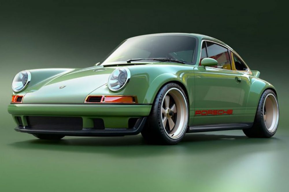 A green Singer Porsche
